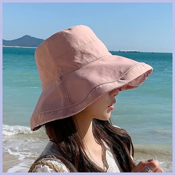 Women's Reversible Bucket Hat UV Protection Packable , 4pink - Picture 2 of 5